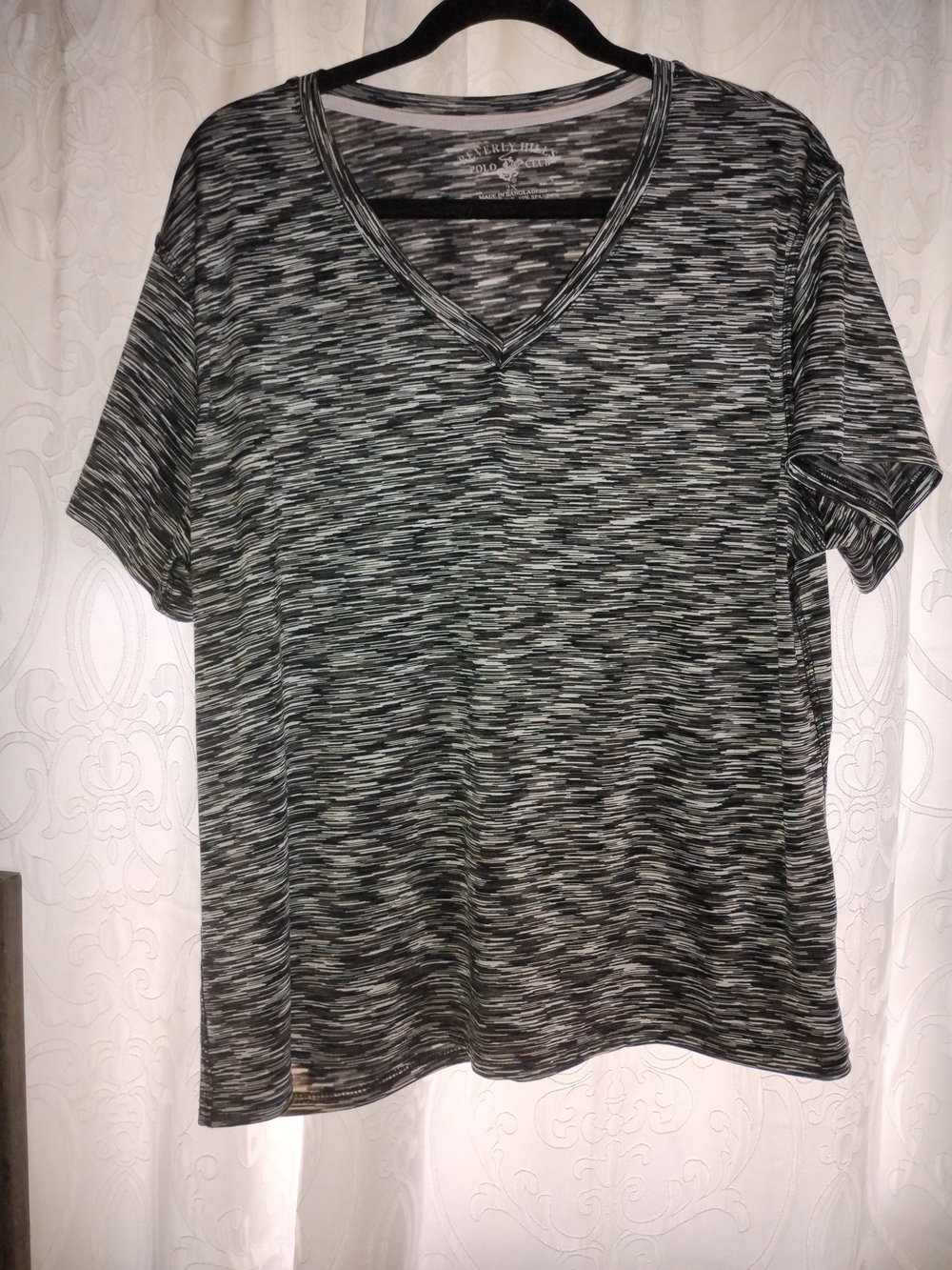 Women’s Heathered V‑Neck Short Sleeve Tee - Black/Gray